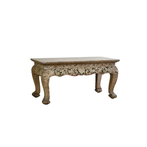 Oriental Jewelled Carved Wooden Coffee Table