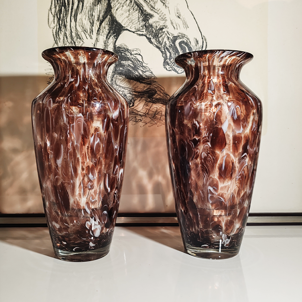 Vintage Pair of Hand Made Vases in Murano Glass - 1960s