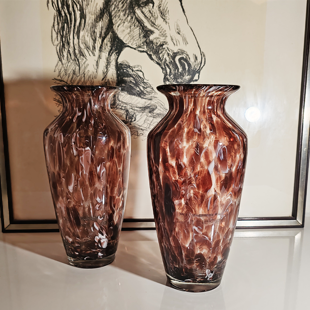 Vintage Pair of Hand Made Vases in Murano Glass - 1960s
