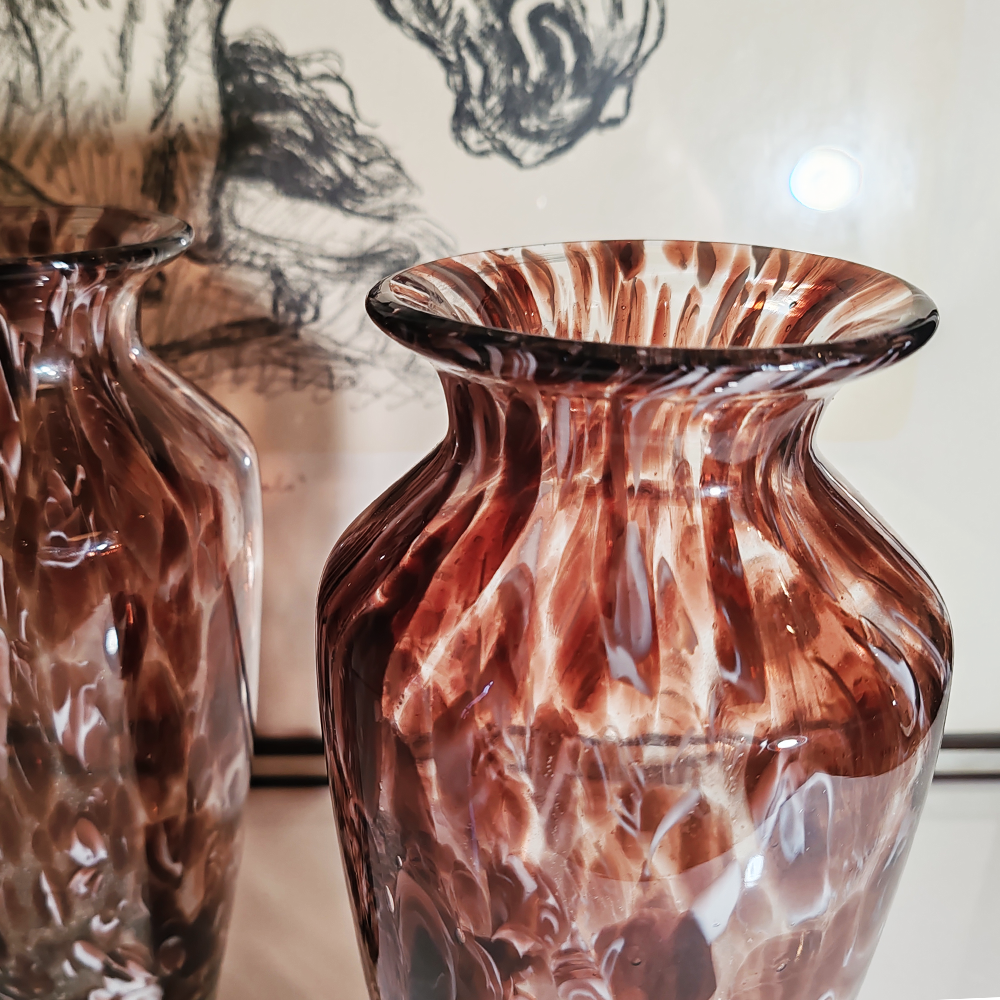 Vintage Pair of Hand Made Vases in Murano Glass - 1960s