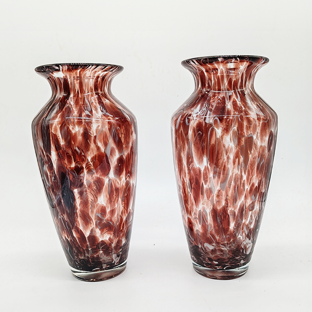 Vintage Pair of Hand Made Vases in Murano Glass - 1960s