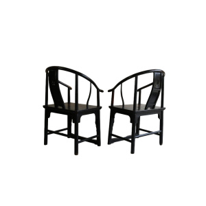 Pair Antique Chinese Horseshoe Chairs