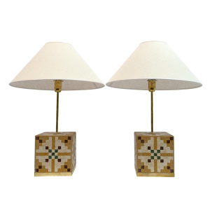 Pair of Liberty Era Italian Cementite Table Lamps