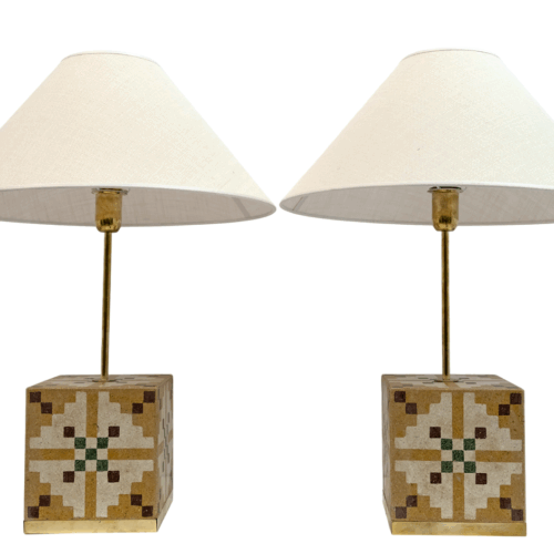 Pair of Liberty Era Italian Cementite Table Lamps