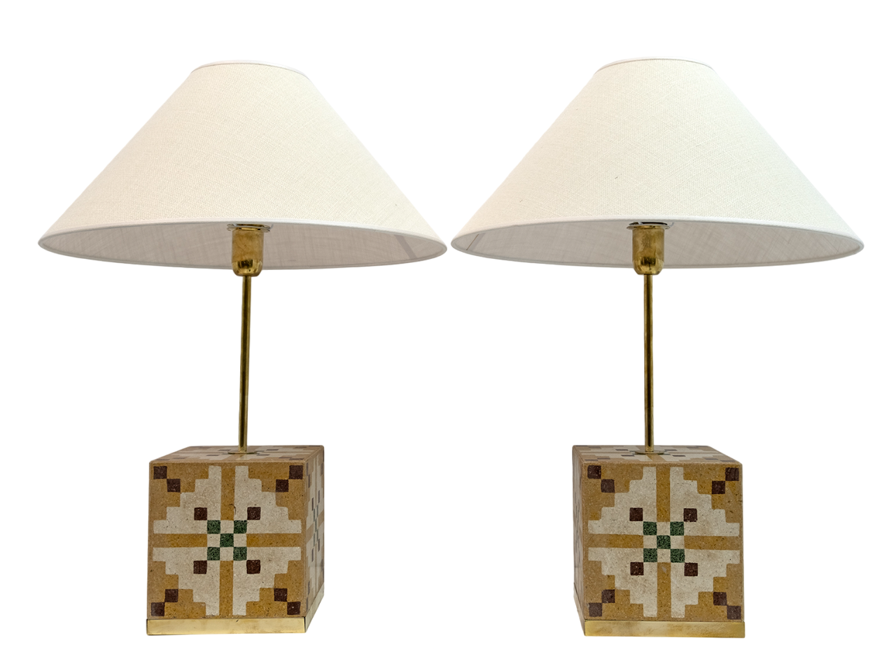 Pair of Liberty Era Italian Cementite Table Lamps