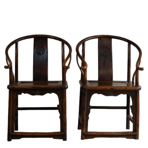 Pair of Ming Style Chinese Hardwood Armchairs
