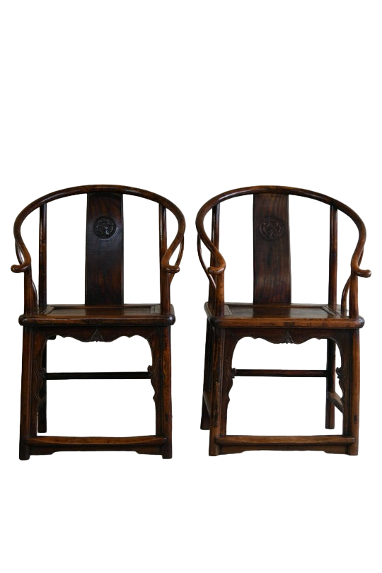 Pair of Ming Style Chinese Hardwood Armchairs