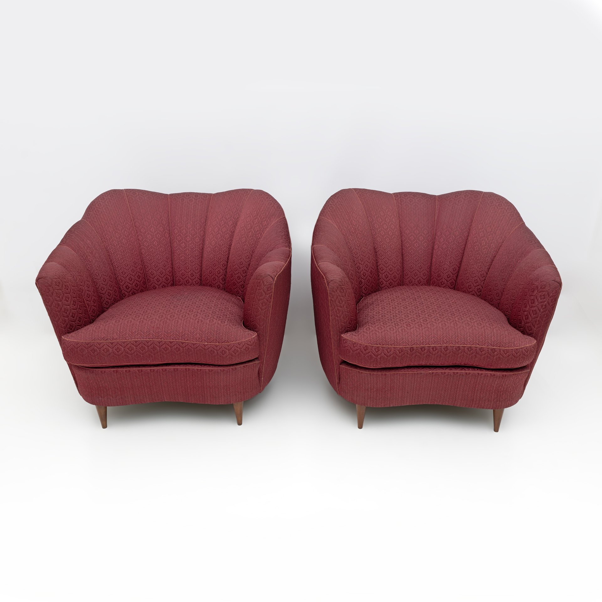 Pair of Gio Ponti Mid-Century Modern Velvet Armchairs for Casa e Giardino, 1950s