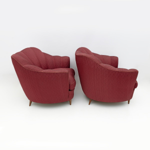 Pair of Gio Ponti Mid-Century Modern Velvet Armchairs for Casa e Giardino, 1950s
