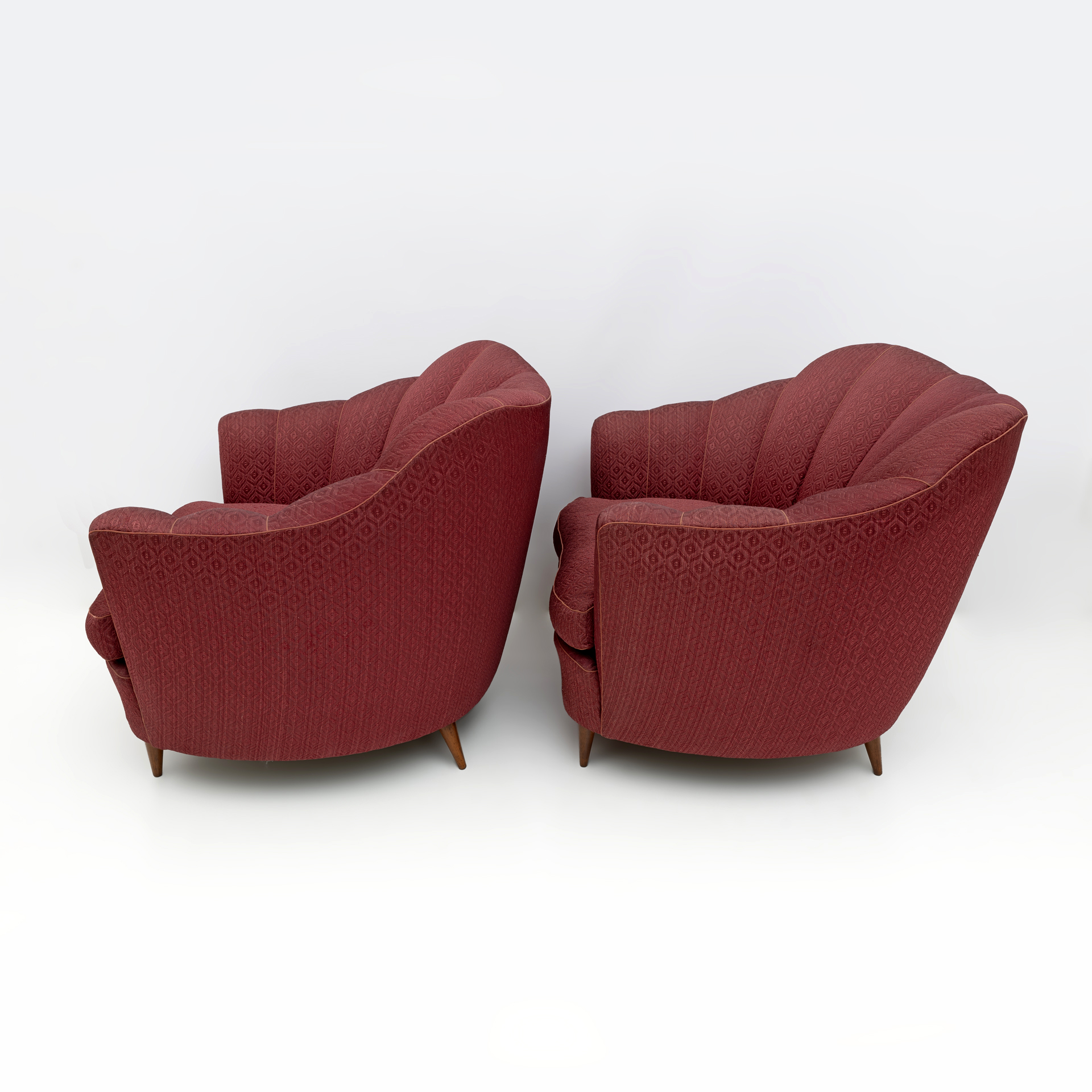 Pair of Gio Ponti Mid-Century Modern Velvet Armchairs for Casa e Giardino, 1950s