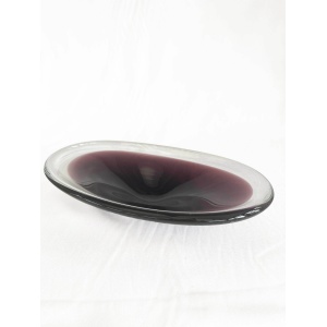 Purple Mid Century Scandinavian Biomorphic Studio Art Glass Bowl Circa 1960
