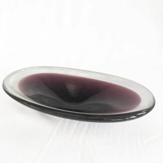 Purple Mid Century Scandinavian Biomorphic Studio Art Glass Bowl Circa 1960