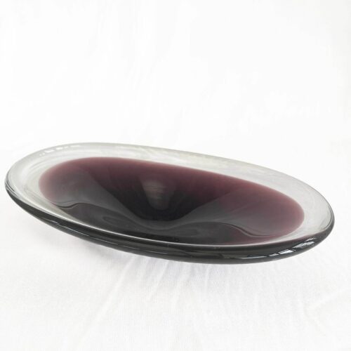 Purple Mid Century Scandinavian Biomorphic Studio Art Glass Bowl Circa 1960