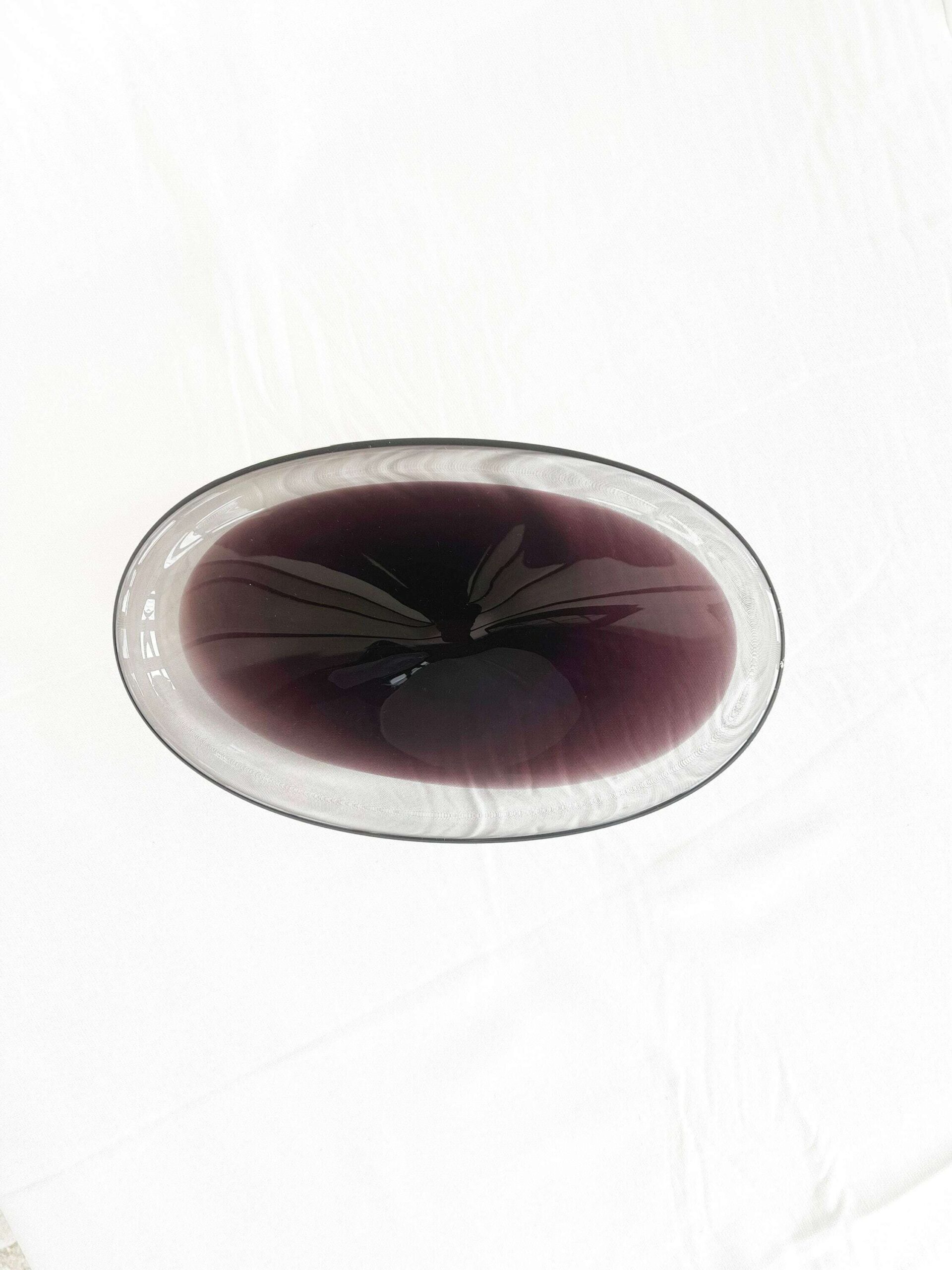 Purple Mid Century Scandinavian Biomorphic Studio Art Glass Bowl Circa 1960