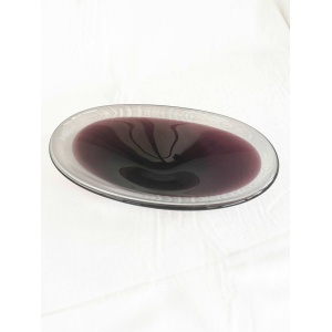 Purple Mid Century Scandinavian Biomorphic Studio Art Glass Bowl Circa 1960
