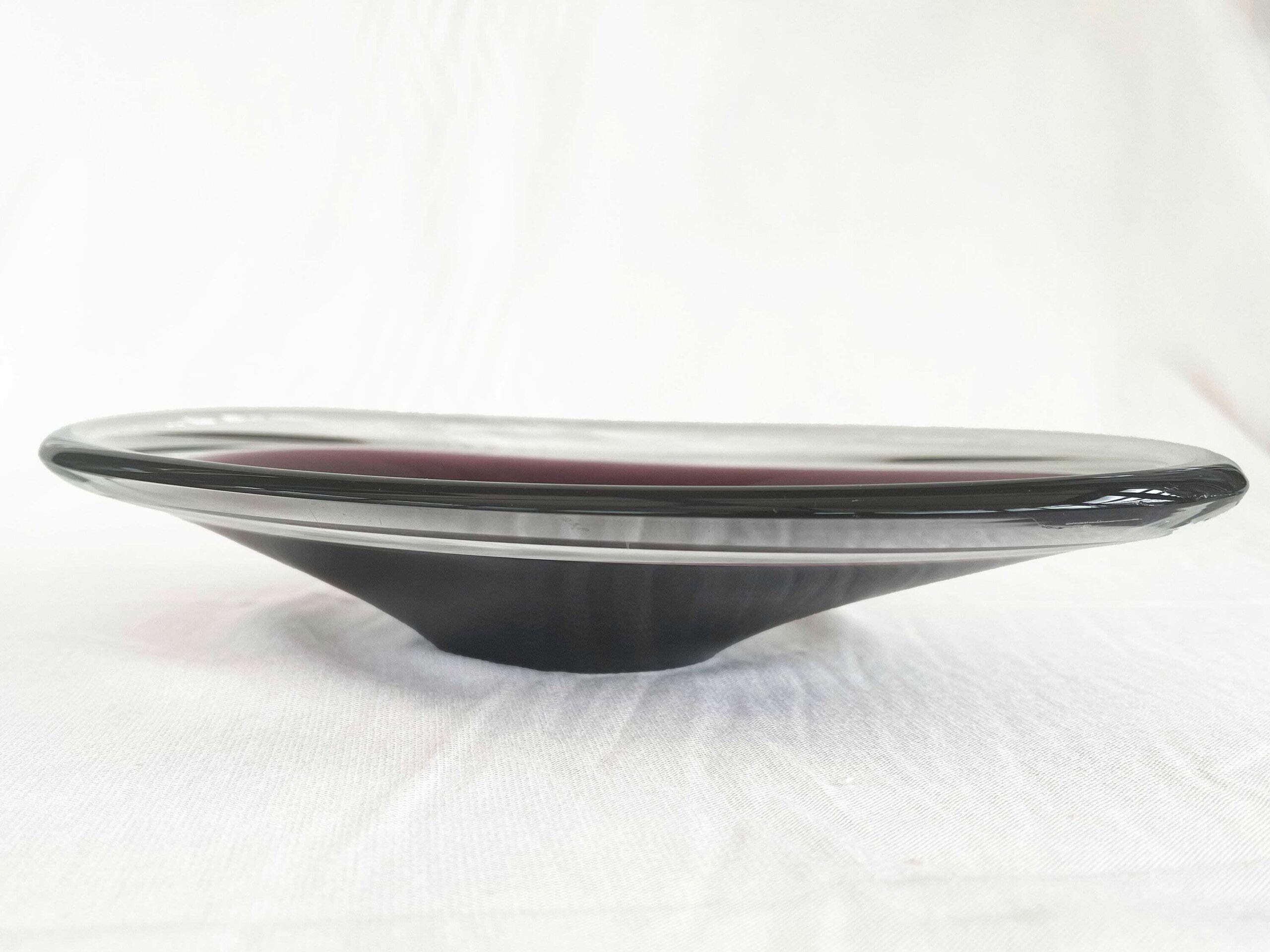 Purple Mid Century Scandinavian Biomorphic Studio Art Glass Bowl Circa 1960