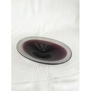 Purple Mid Century Scandinavian Biomorphic Studio Art Glass Bowl Circa 1960