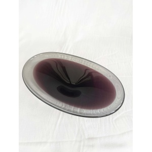 Purple Mid Century Scandinavian Biomorphic Studio Art Glass Bowl Circa 1960