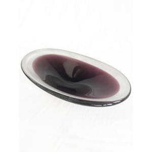 Purple Mid Century Scandinavian Biomorphic Studio Art Glass Bowl Circa 1960