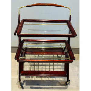 Stunning Mid Century Cassina Brass & Rosewood Bar Trolley By Cesare Lacca