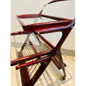 Stunning Mid Century Cassina Brass & Rosewood Bar Trolley By Cesare Lacca