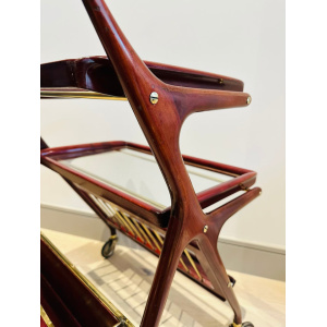 Stunning Mid Century Cassina Brass & Rosewood Bar Trolley By Cesare Lacca