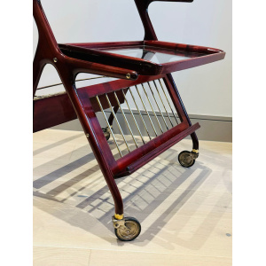 Stunning Mid Century Cassina Brass & Rosewood Bar Trolley By Cesare Lacca