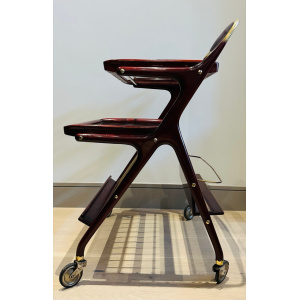 Stunning Mid Century Cassina Brass & Rosewood Bar Trolley By Cesare Lacca
