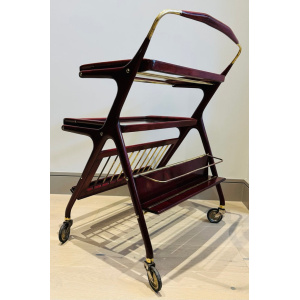 Stunning Mid Century Cassina Brass & Rosewood Bar Trolley By Cesare Lacca