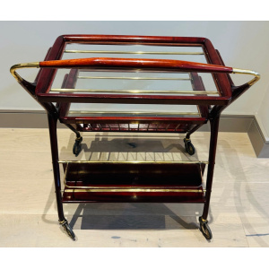 Stunning Mid Century Cassina Brass & Rosewood Bar Trolley By Cesare Lacca
