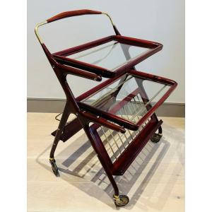 Stunning Mid Century Cassina Brass & Rosewood Bar Trolley By Cesare Lacca