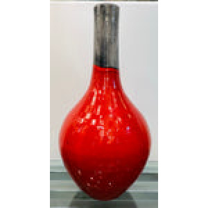 Large Italian Red & Grey Ceramic Glazed Vase, 1970s