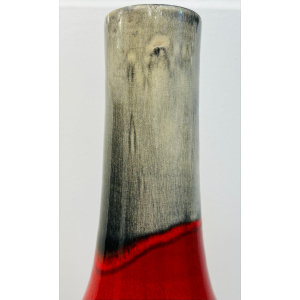 Large Italian Red & Grey Ceramic Glazed Vase, 1970s