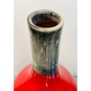 Large Italian Red & Grey Ceramic Glazed Vase, 1970s