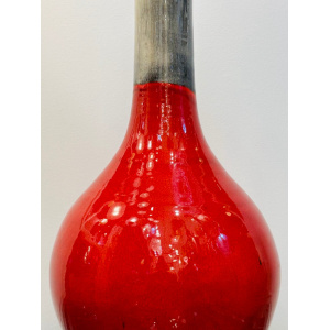 Large Italian Red & Grey Ceramic Glazed Vase, 1970s