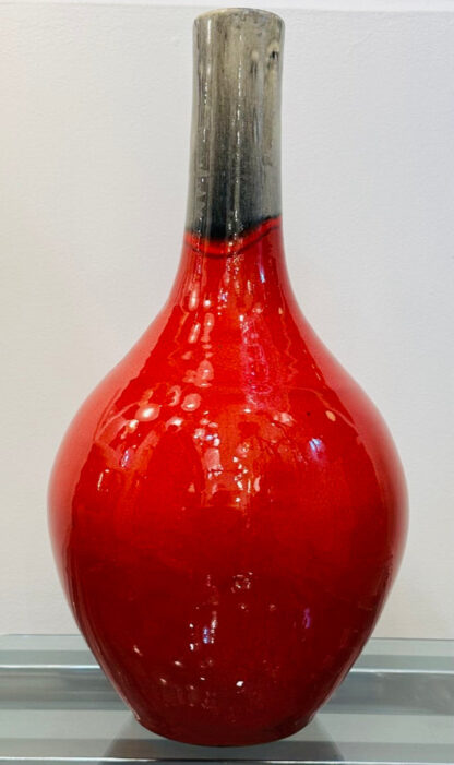 Large Italian Red & Grey Ceramic Glazed Vase, 1970s - Image 3