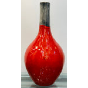 Large Italian Red & Grey Ceramic Glazed Vase, 1970s