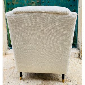 Mid Century French Cream Boucle Lounge Chairs, 1950s