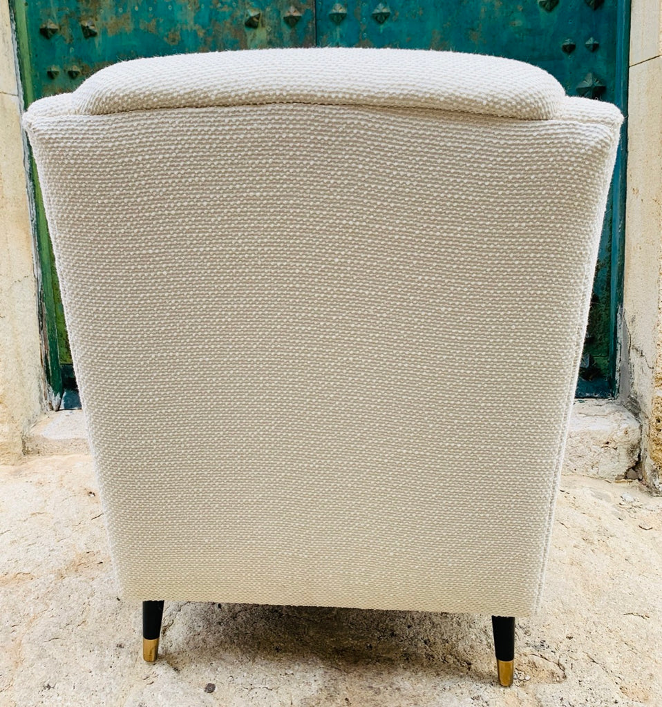 Mid Century French Cream Boucle Lounge Chairs, 1950s