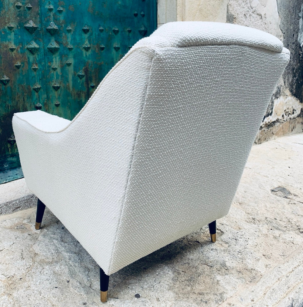 Mid Century French Cream Boucle Lounge Chairs, 1950s