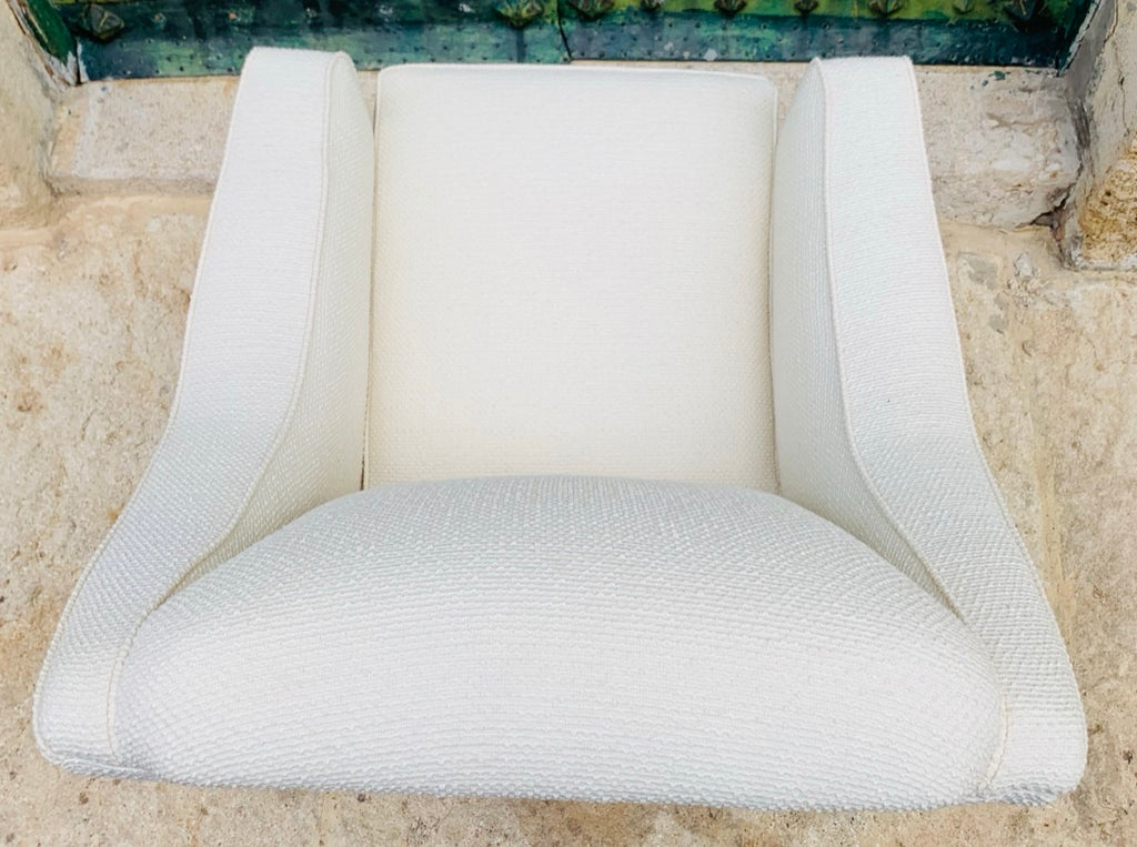Mid Century French Cream Boucle Lounge Chairs, 1950s