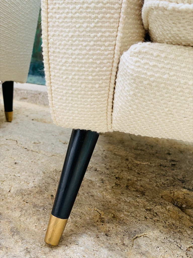 Mid Century French Cream Boucle Lounge Chairs, 1950s