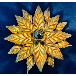 Hollywood Regency Style Gold-gilded Floral Wall Lights, 1980s