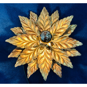 Hollywood Regency Style Gold-gilded Floral Wall Lights, 1980s