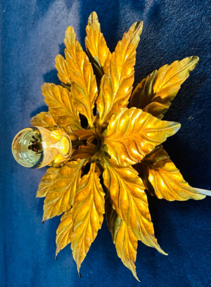 Hollywood Regency Style Gold-gilded Floral Wall Lights, 1980s - Image 8