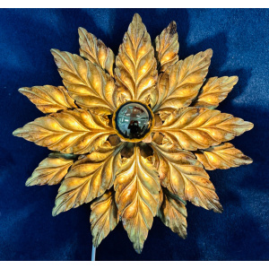 Hollywood Regency Style Gold-gilded Floral Wall Lights, 1980s