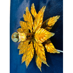 Hollywood Regency Style Gold-gilded Floral Wall Lights, 1980s