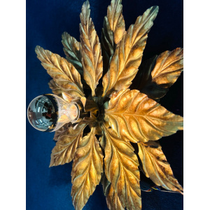 Hollywood Regency Style Gold-gilded Floral Wall Lights, 1980s