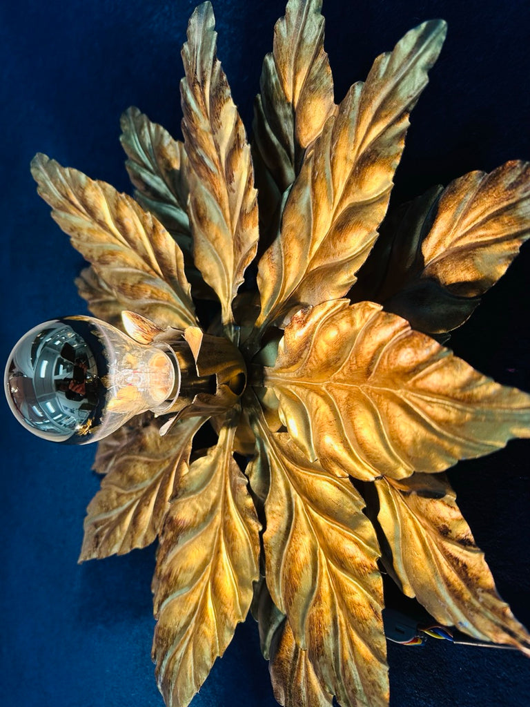Hollywood Regency Style Gold-gilded Floral Wall Lights, 1980s