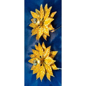 Hollywood Regency Style Gold-gilded Floral Wall Lights, 1980s